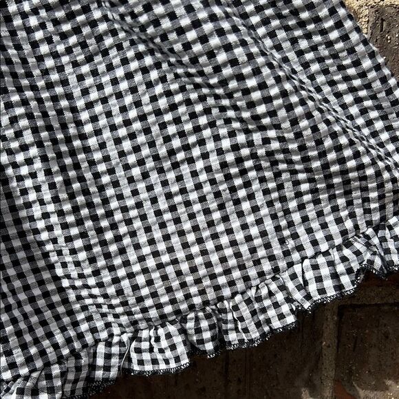 She + Sky Classic Black and White Gingham Drawstring Short Elastic Waist Skirt M - Picture 14 of 16
